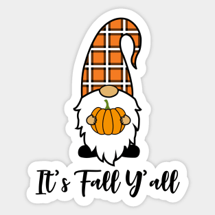 It's Fall Y'all Cute Gnomes Pumpkin Spice Season Sticker